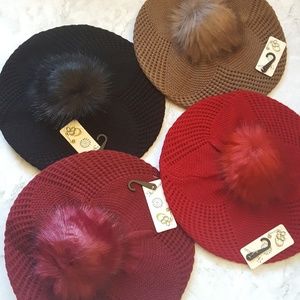 LAST 2! Beret Pom Pom Hats